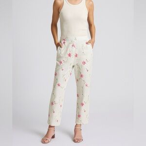 Vintage floral embroidered white cropped ankle  jeans size 25